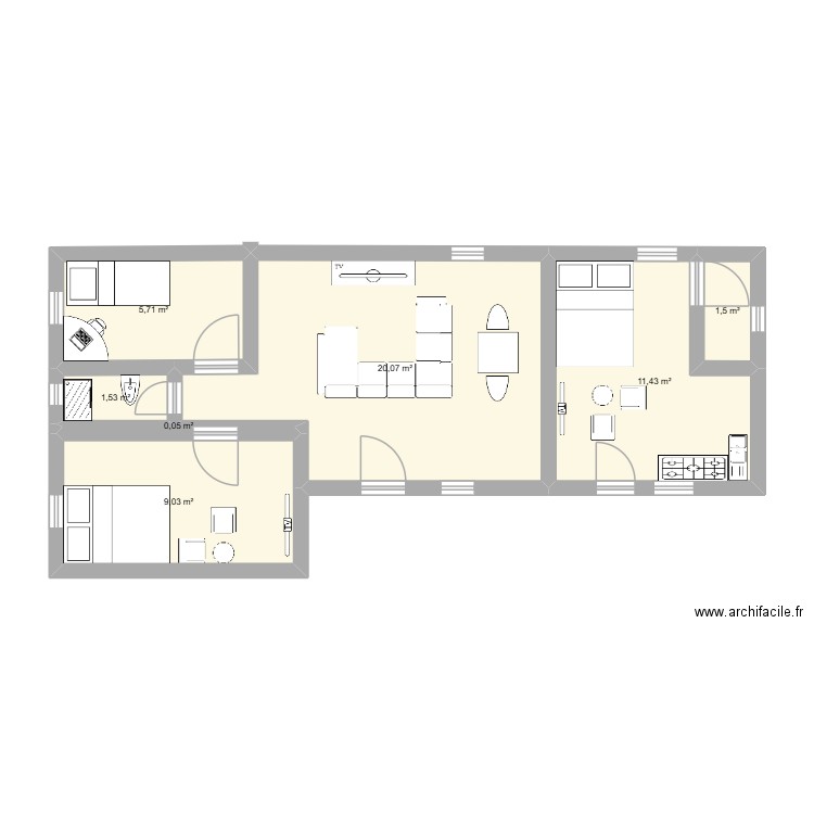 maison modern. Plan de 7 pièces et 49 m2