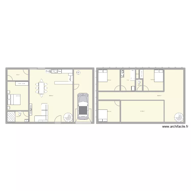 113m&sup2; 4 Chambres 2 Salles d'eau. Plan de 13  et 200 m²
