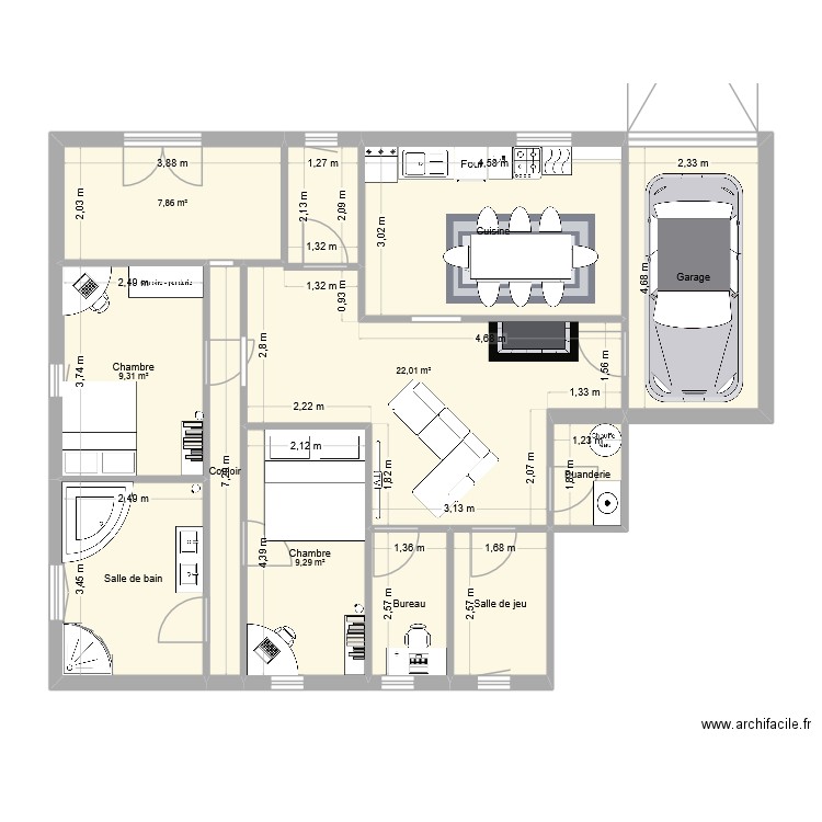 Maison basousou. Plan de 11 pièces et 96 m2