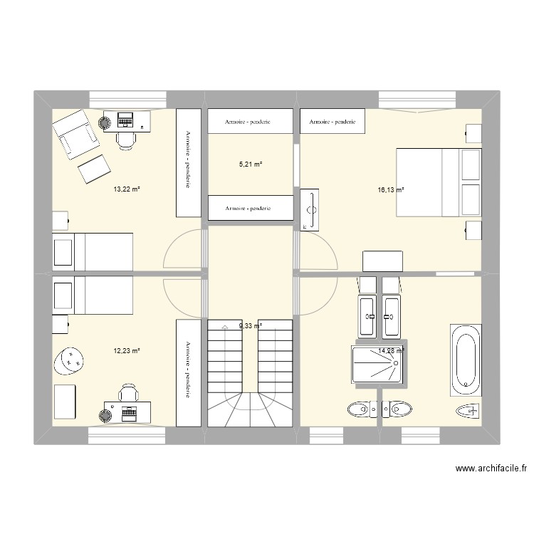 1er Naxhelet. Plan de 6 pièces et 70 m2