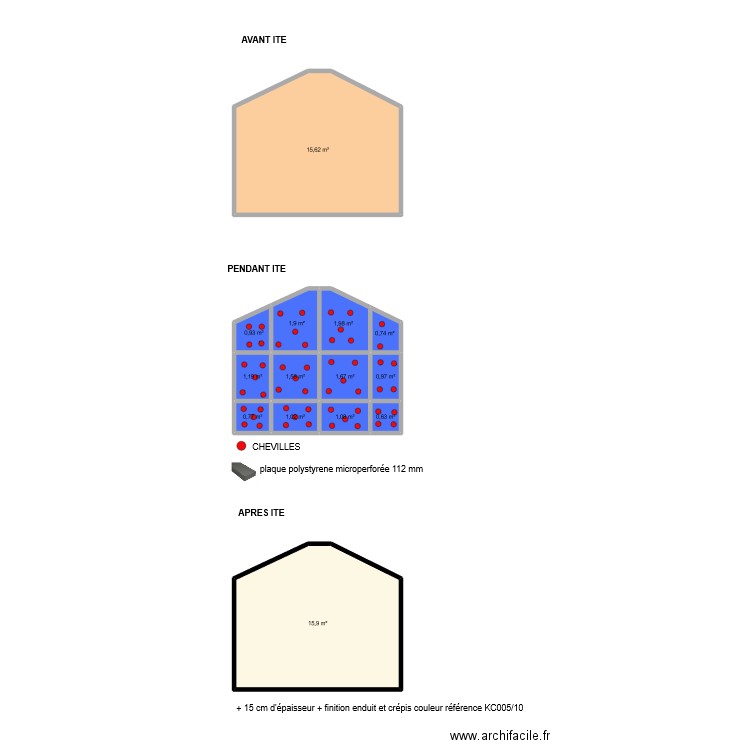 balourdet. Plan de 14 pièces et 46 m2