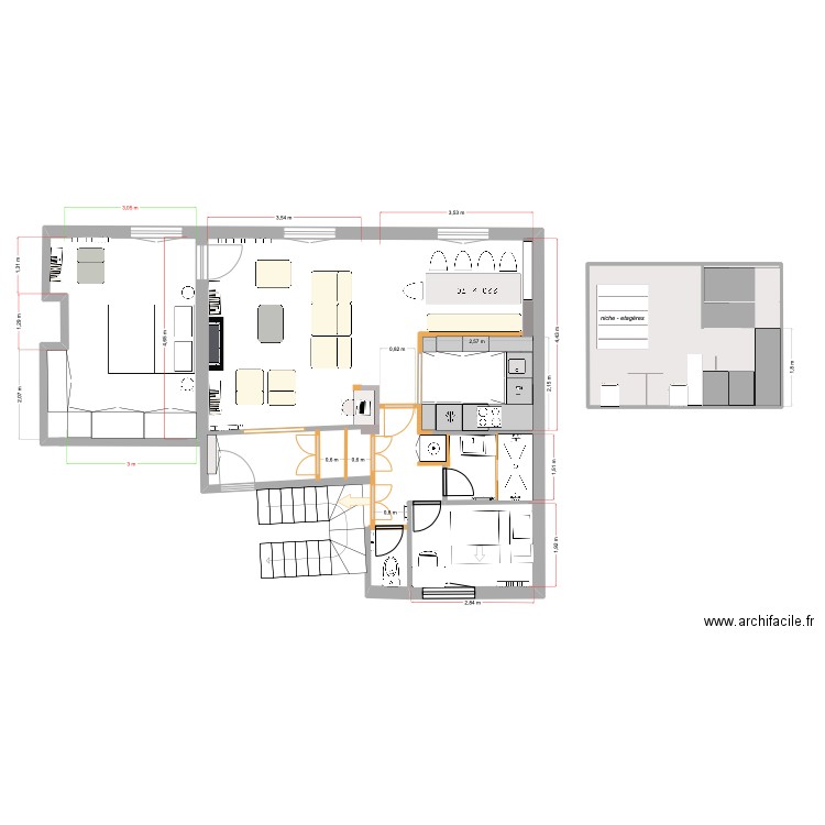charlot 12.22. Plan de 1 pièce et 14 m2