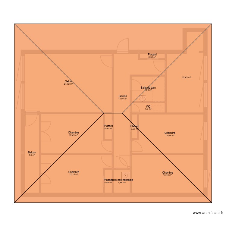 MAISON 976. Plan de 15 pièces et 116 m2