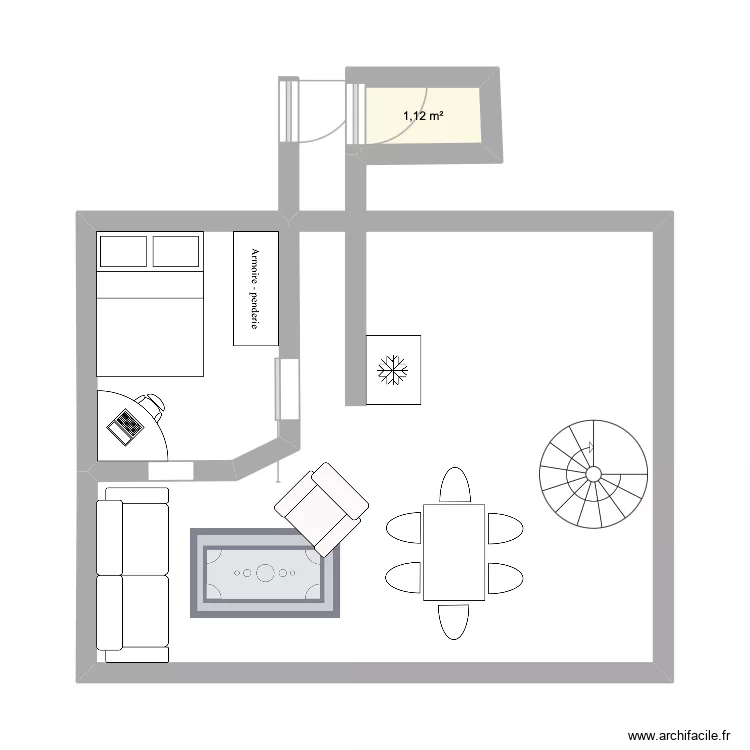 Appart Marseille. Plan de 1 pièce et 1 m²