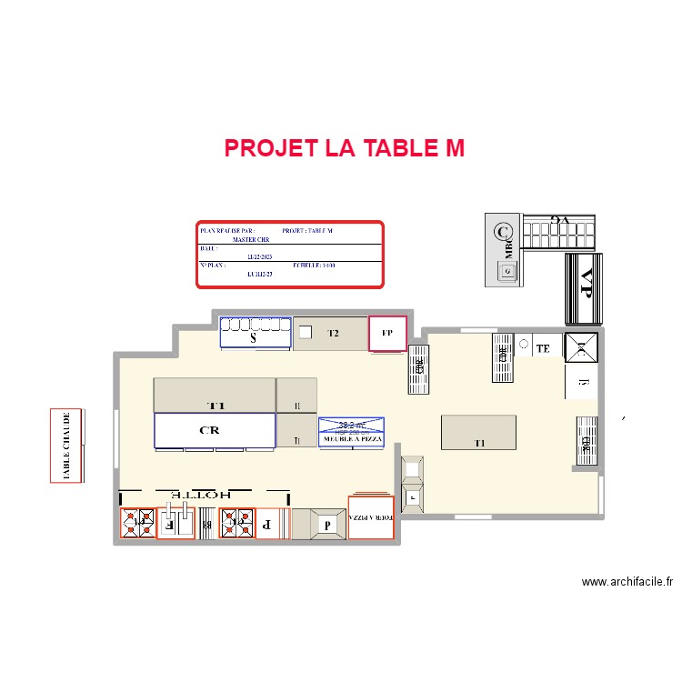 PROJET LA TABLE M 1. Plan de 1 pièce et 38 m2