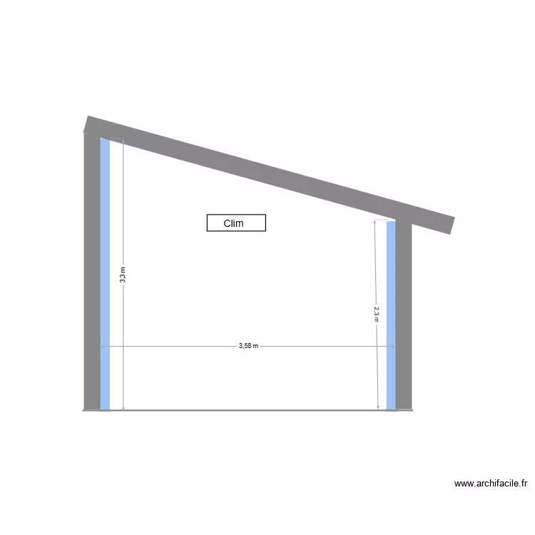 Coupe vue Ouest. Plan de 