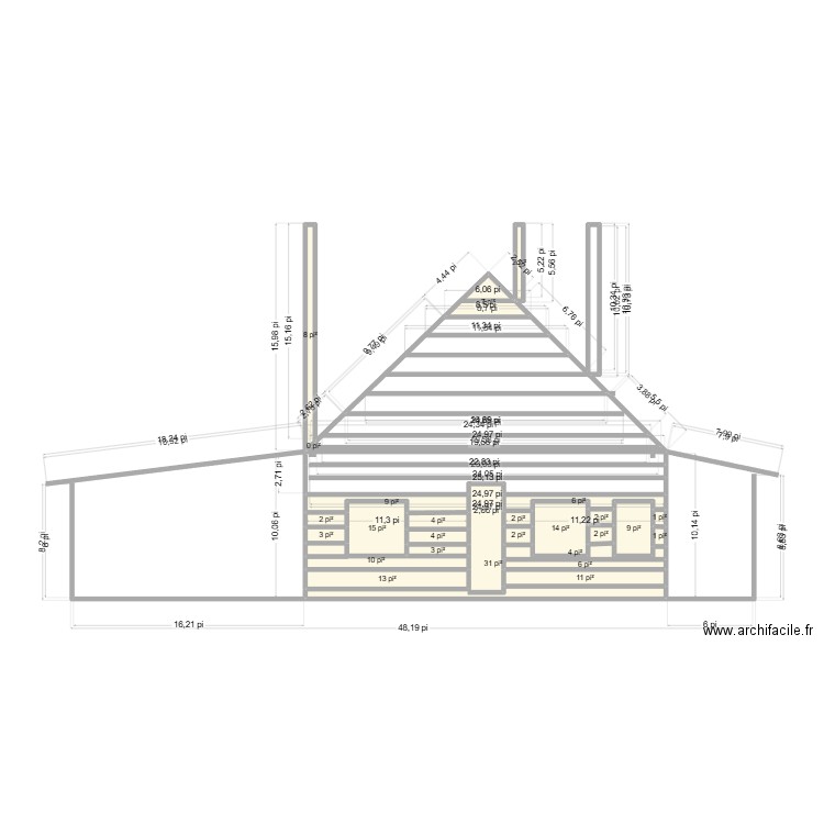 facade cabane a sucre. Plan de 26 pièces et 16 m2