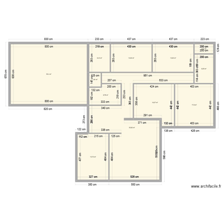 ANCIER COUPE INTERIEUR. Plan de 12 pièces et 204 m2