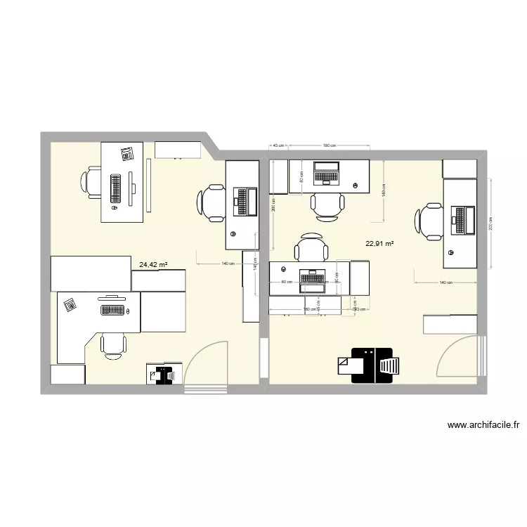 Epervier 6 - rez-de-chauss&eacute;e. Plan de 2  et 47 m²