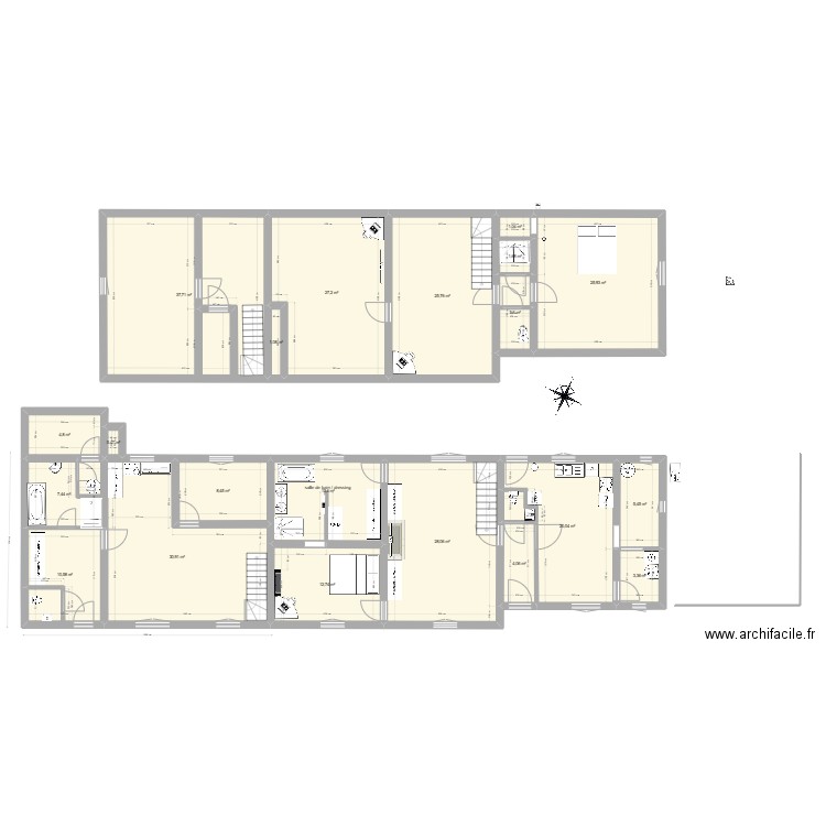 MAISON RDC hei. Plan de 21 pièces et 274 m2