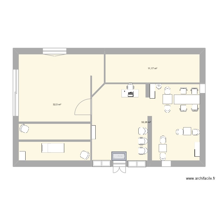 manonk,k. Plan de 3 pièces et 76 m2
