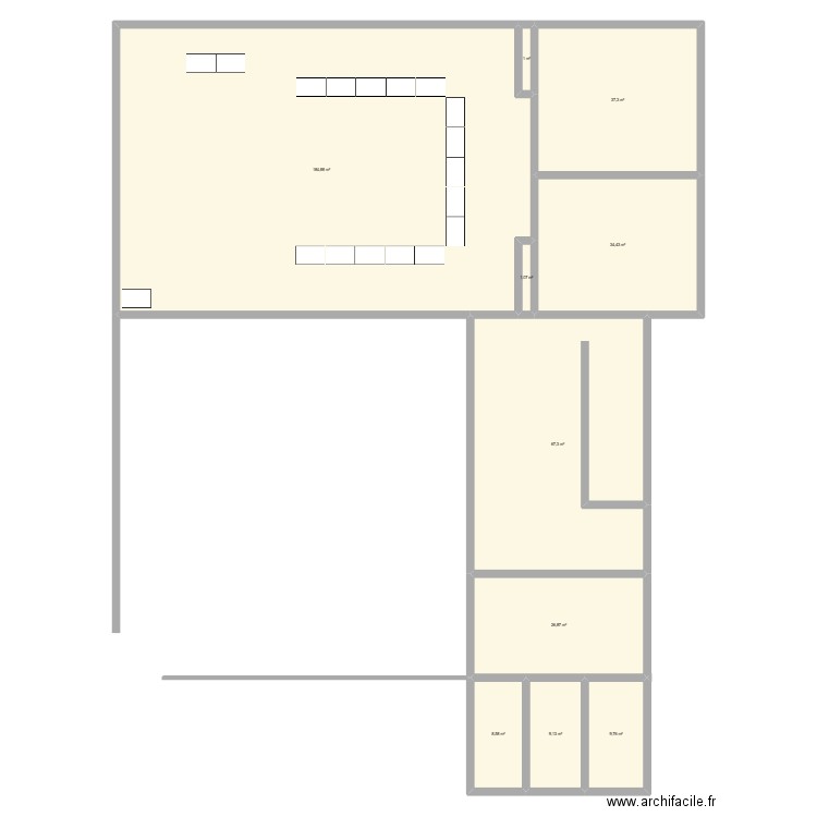 salle des fetes. Plan de 10 pièces et 380 m2