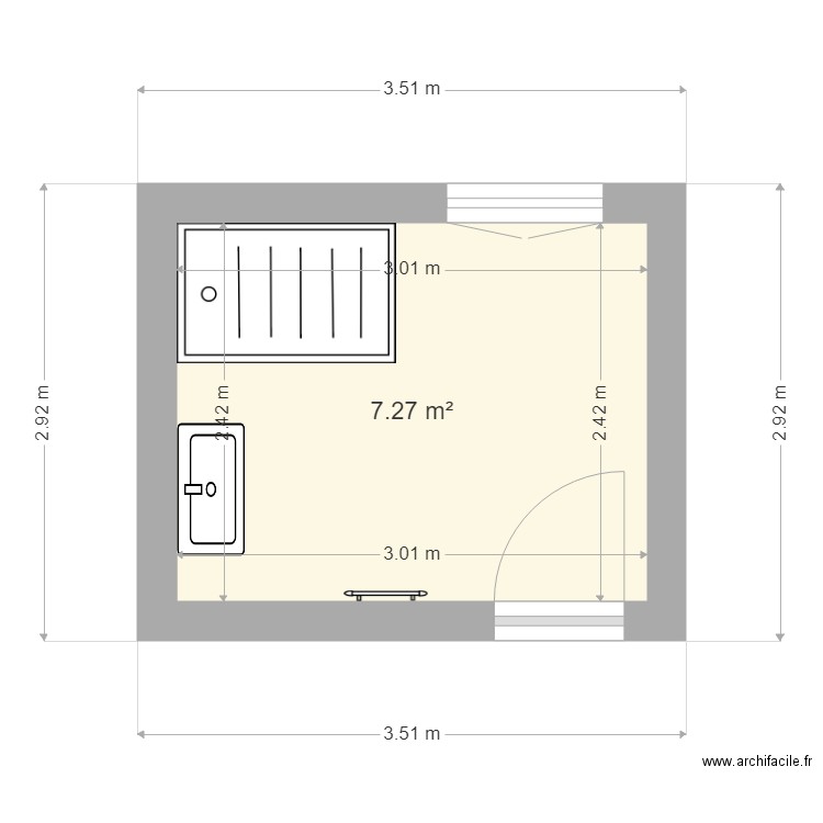 teillar. Plan de 1 pièce et 7 m2