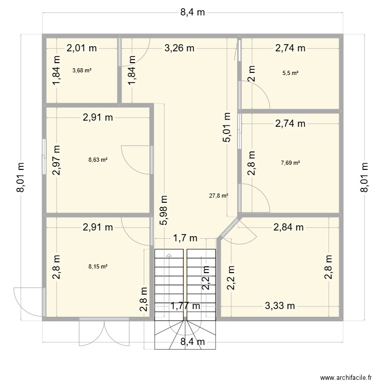 TEST. Plan de 6 pièces et 61 m2