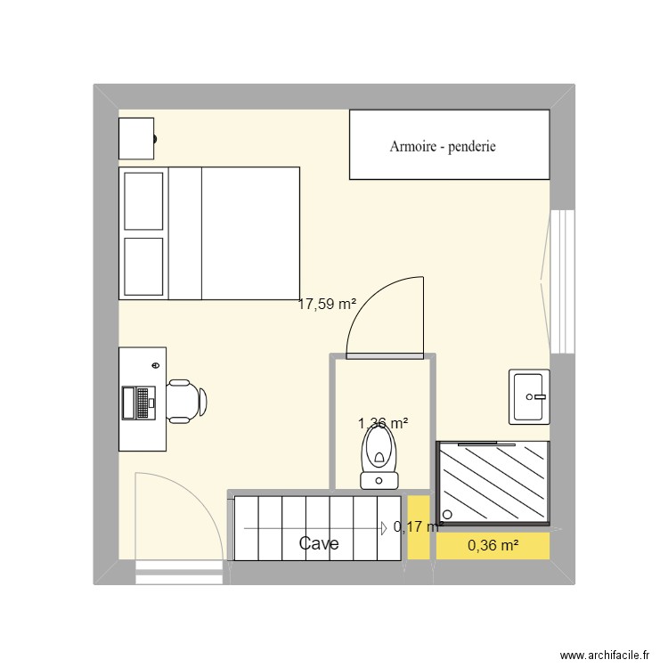 BELLEVUE. Plan de 5 pièces et 21 m2