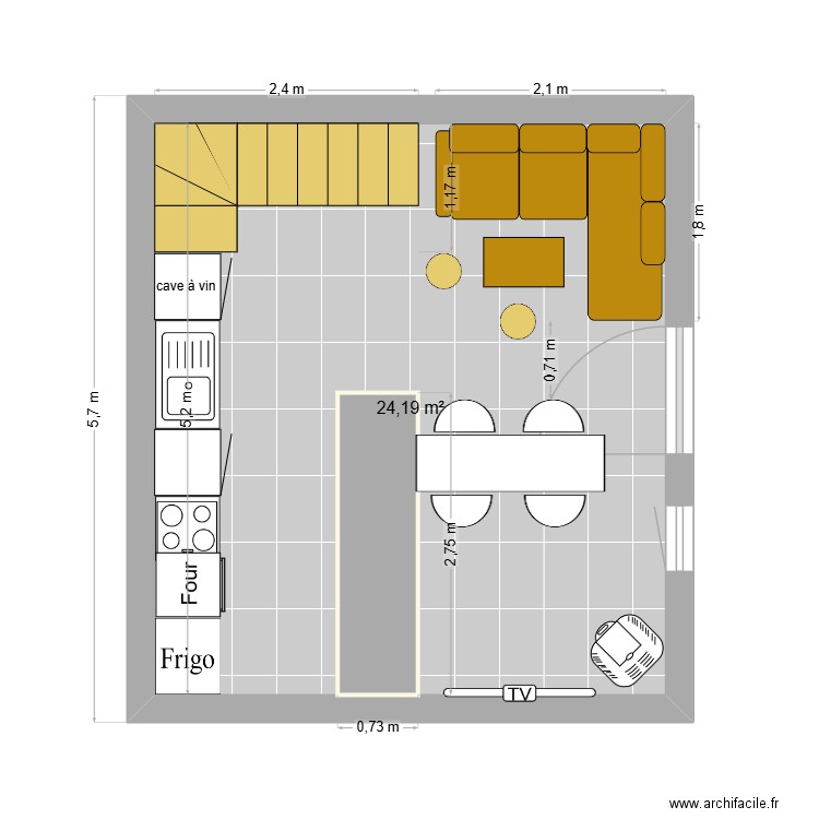 Saint-Martin 2025 rez (2). Plan de 1 pièce et 24 m2