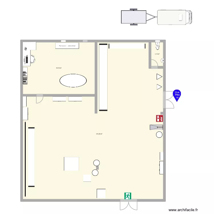 plan atelier maxime. Plan de 3 pièces et 301 m²