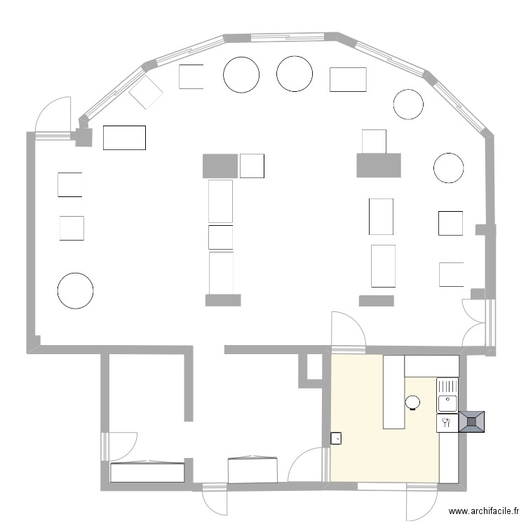 plonge. Plan de 1 pièce et 18 m2