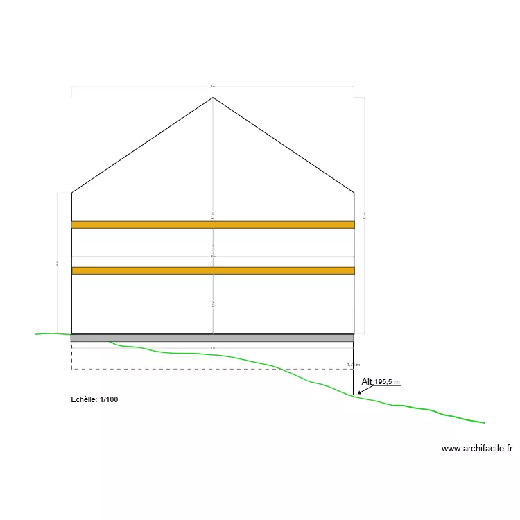 Coupe transversale. Plan de 