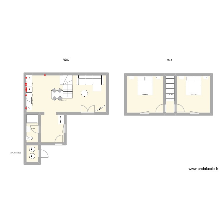Projet Cazin #2 Elec. Plan de 6 pièces et 77 m2