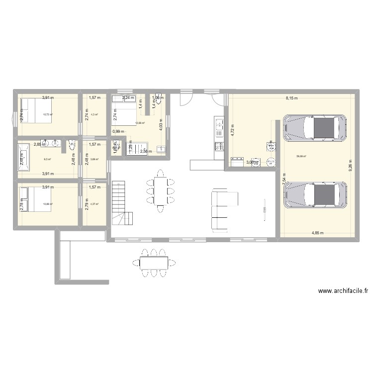 Plan à construire 4. Plan de 9 pièces et 117 m2