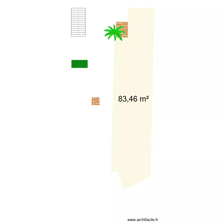 terrasse. Plan de 1  et 83 m²