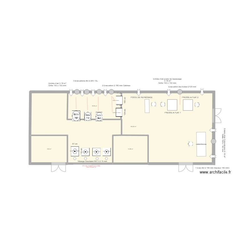 Implantation Curie Corot. Plan de 4 pièces et 177 m2