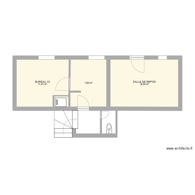 ARCEUIL RDJ. Plan de 3 pièces et 34 m2