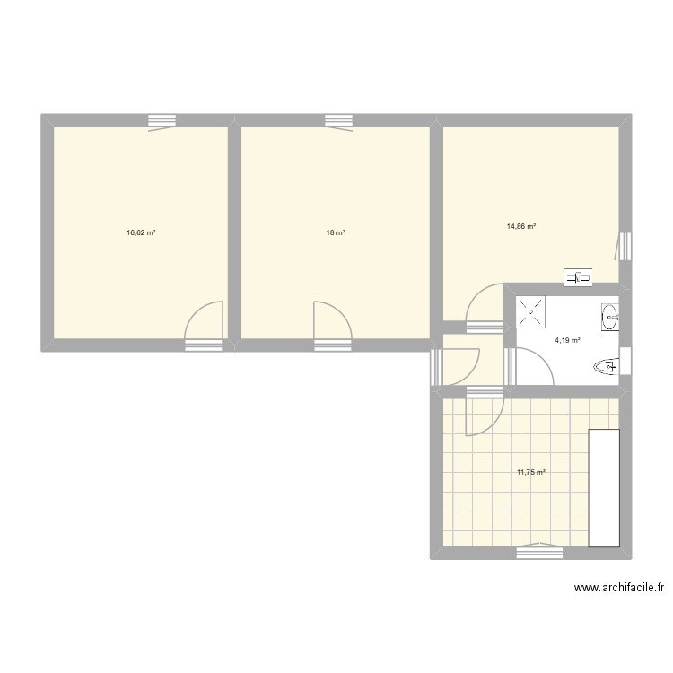 wajdi. Plan de 5 pièces et 65 m2