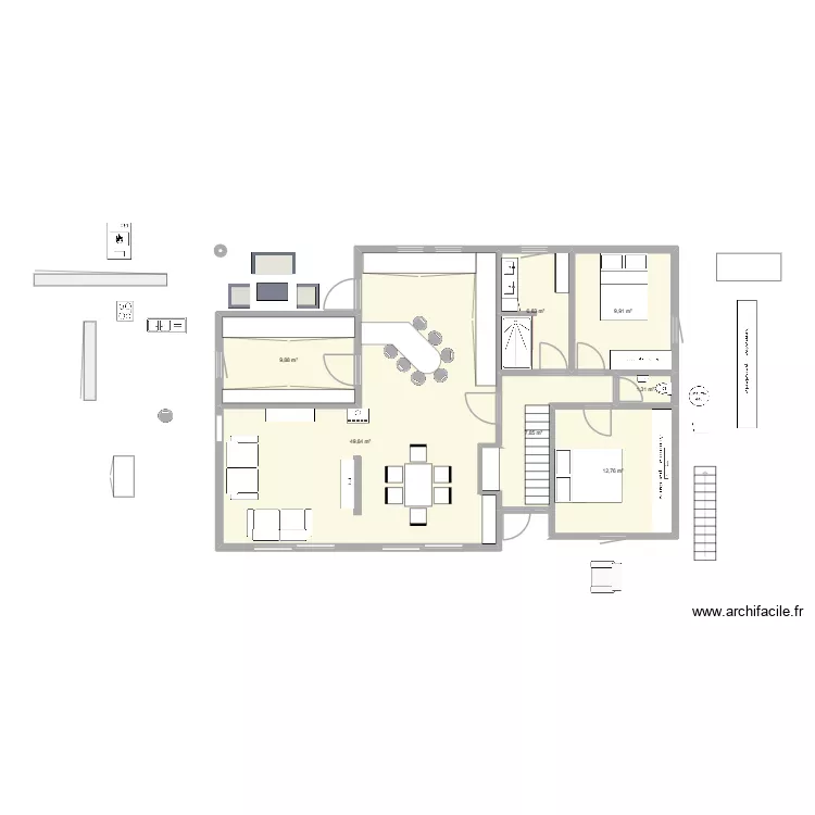 kermes. Plan de 7  et 98 m²