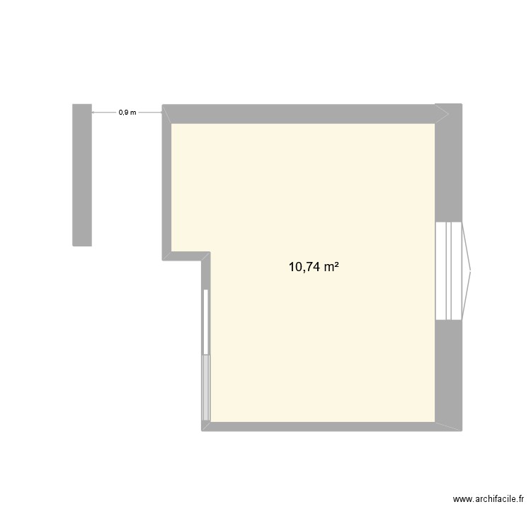 bureau rdc. Plan de 1 pièce et 11 m2