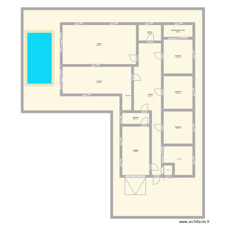 modif plan maison bled. Plan de 13 pièces et 546 m2