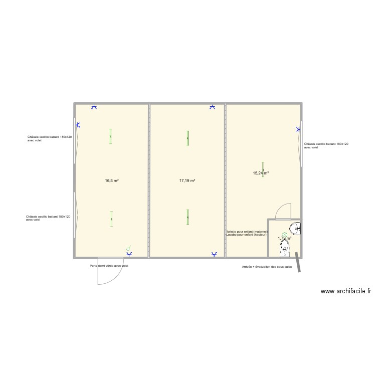 Ecole libre vente. Plan de 4 pièces et 51 m2
