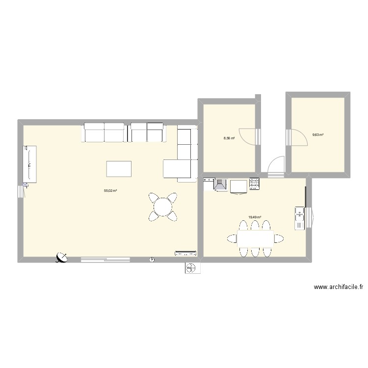 grrr. Plan de 4 pièces et 93 m2