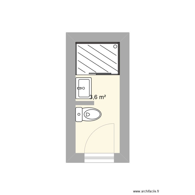salle de bain toulon. Plan de 1 pièce et 4 m2