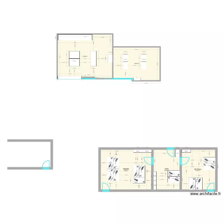 bureau indiv maxime et david. Plan de 5  et 145 m²