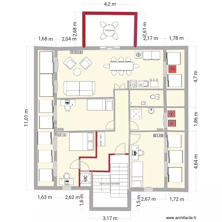 Plan 2eme Etage.Modifications. Plan de Plan 2eme Etage.Modifications. Plan de