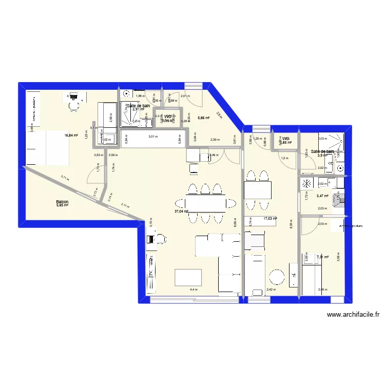 Brian&ccedil;on am&eacute;nag&eacute; 2 appartements. Plan de 