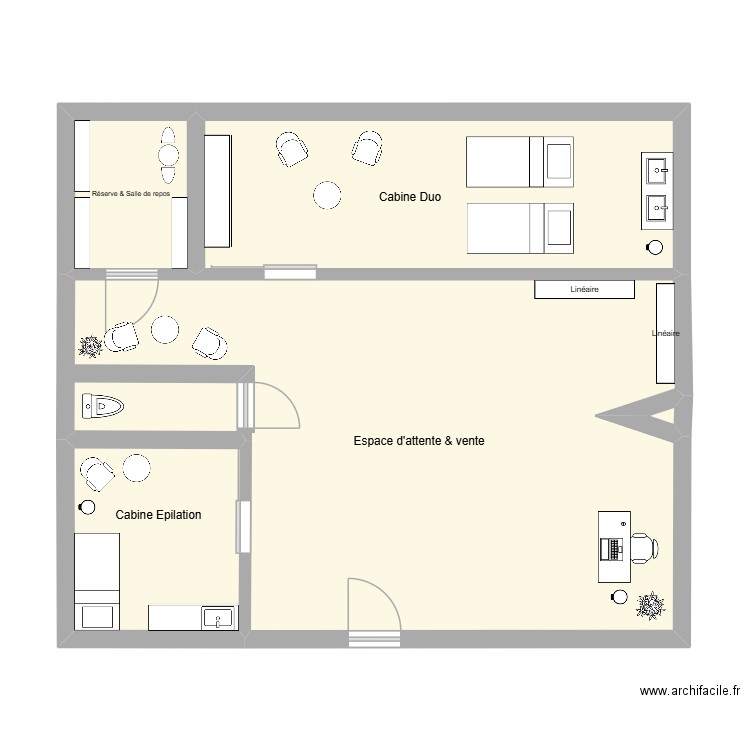 Institut. Plan de 5 pièces et 67 m2