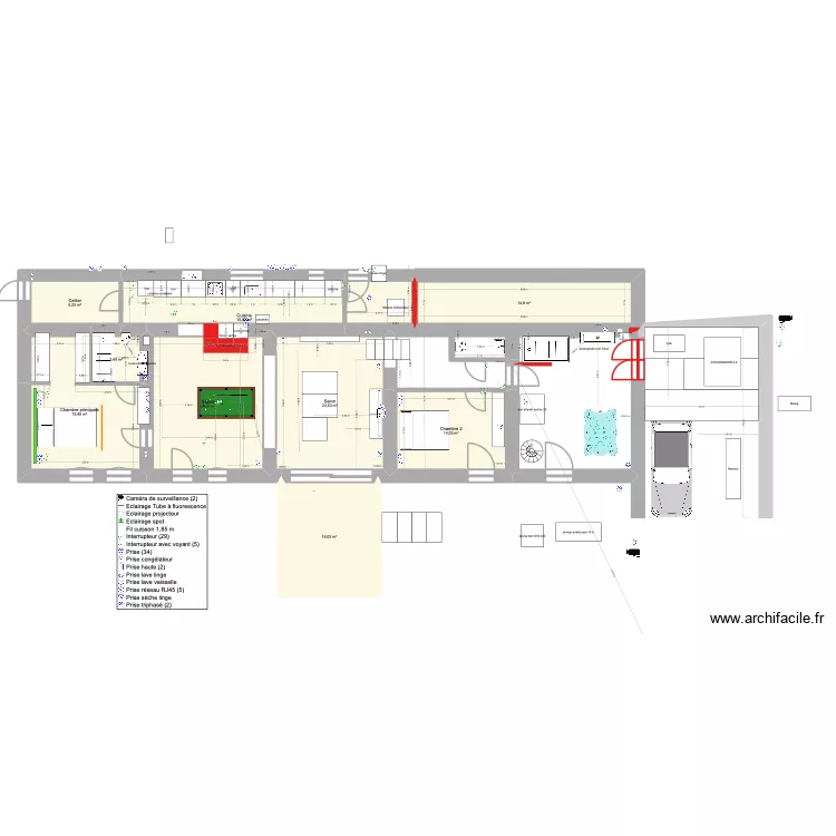 Cuisine pour Thomas 2. Plan de 10  et 142 m²