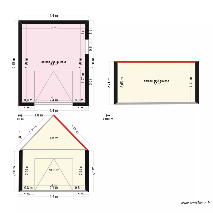 plan garage 20metre carr&eacute; licques. Plan de 4 Pièces et 47 m²