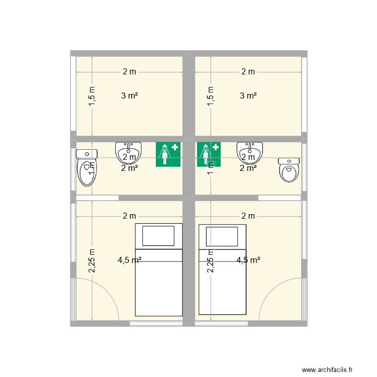 Boyerie villas jumelles. Plan de 6 pièces et 19 m2