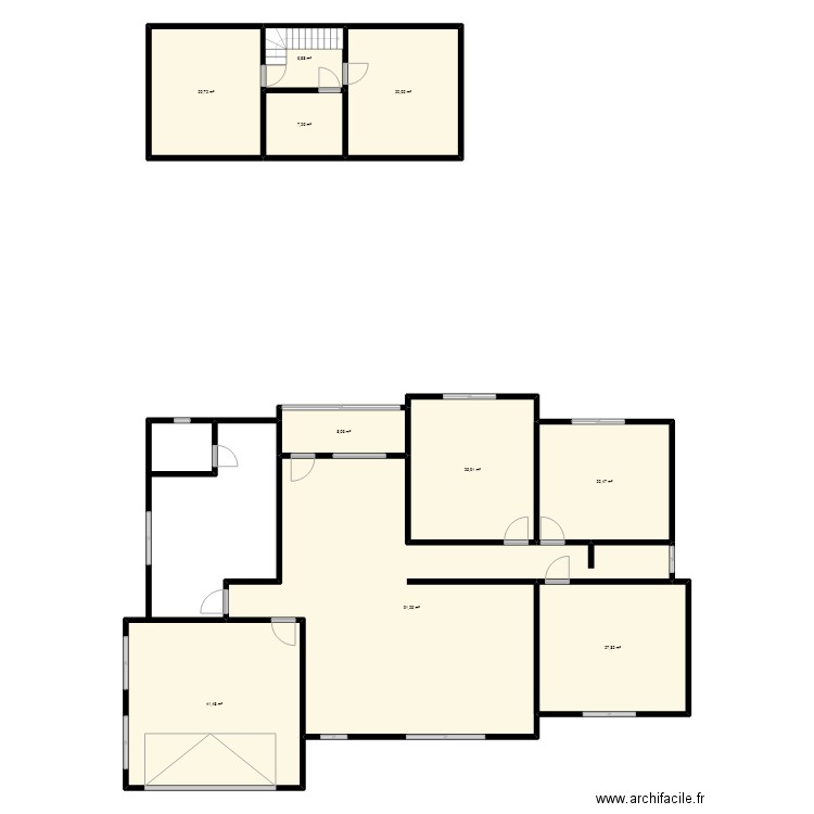 duplex. Plan de 10 pièces et 273 m2