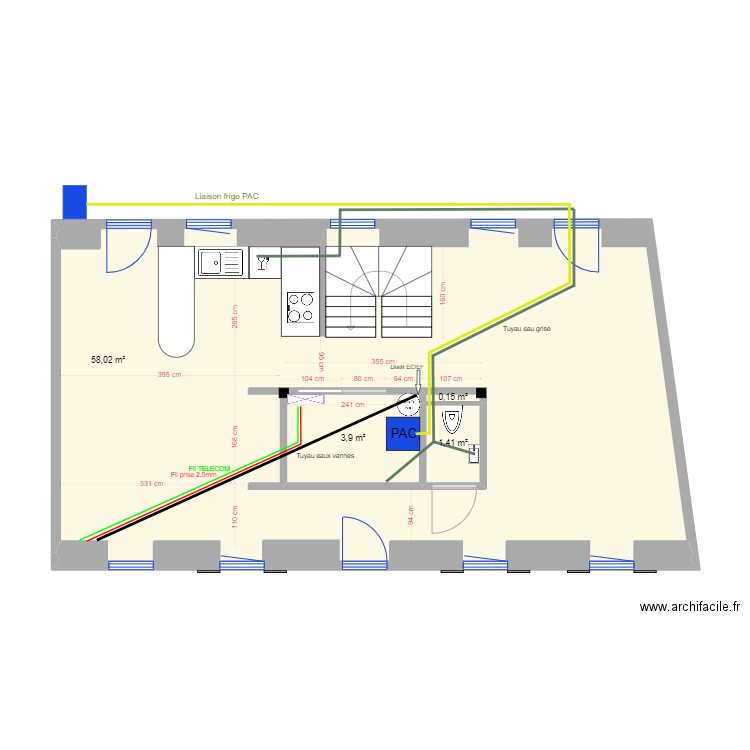 LANILDUT RDC DEFINITIF. Plan de 4 pièces et 70 m2