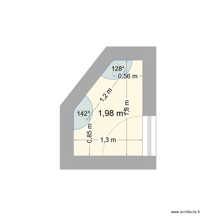 Dressing. Plan de 1 pièce et 2 m2