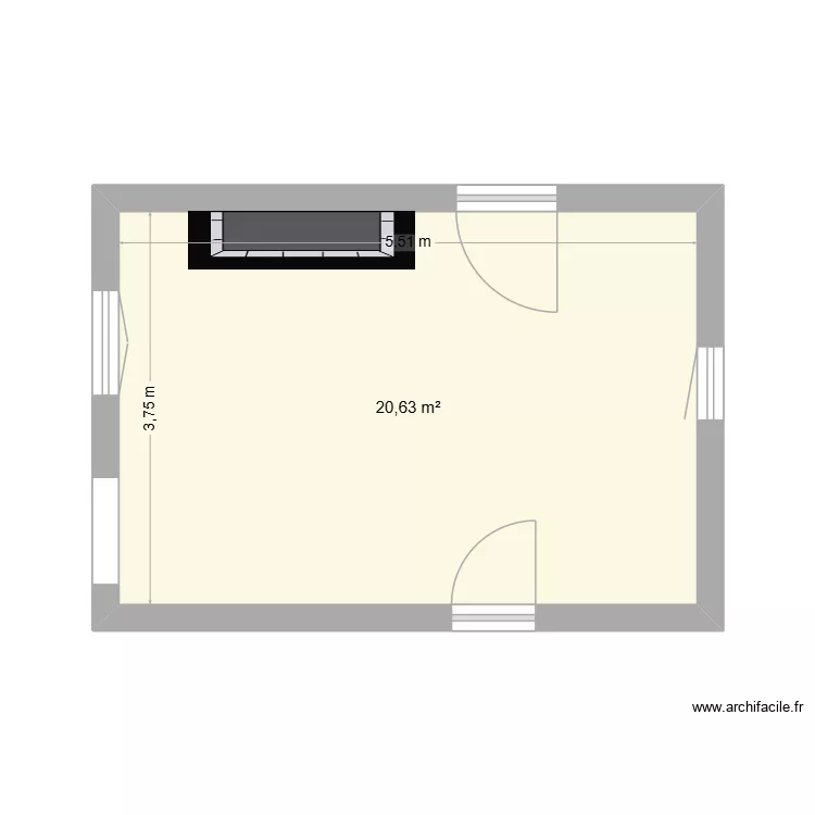 rez de chauss&eacute;e. Plan de 1 Pièce et 21 m²