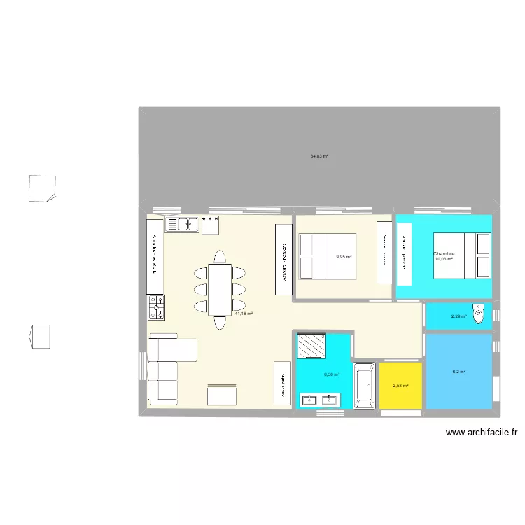 MAISON bis. Plan de 8 pièces et 114 m²