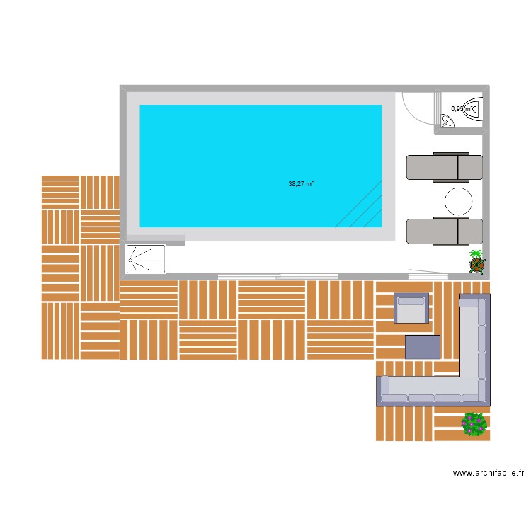 moorselestraat 134 Zwembad. Plan de 2 pièces et 39 m2