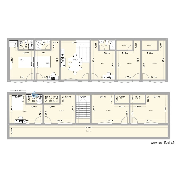 edificio habitaciones planta baja. Plan de 20 pièces et 186 m2