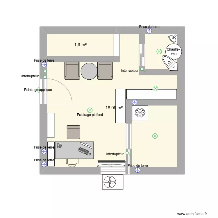 plan cab 2. Plan de 2 Pièces et 20 m² plan cab 2. Plan de 2 Pièces et 20 m²